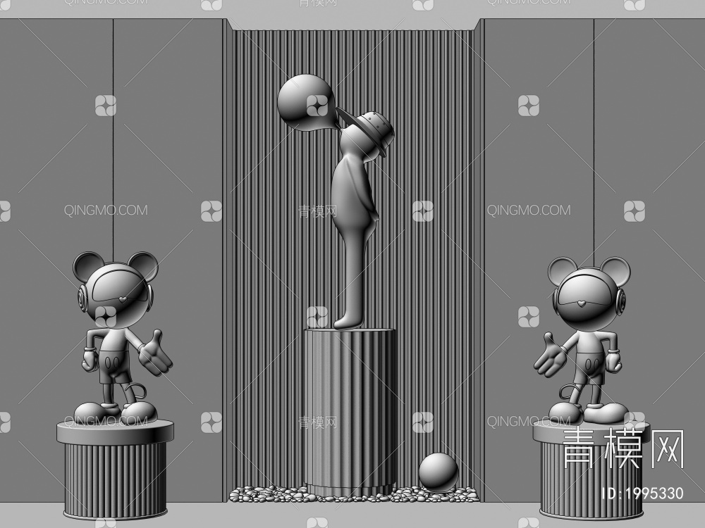 卡通雕塑 潮玩 公仔 玩偶饰品摆件3D模型下载【ID:1995330】