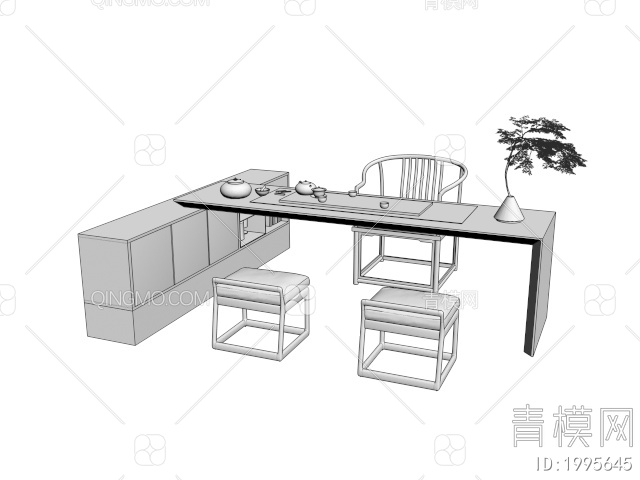 茶桌椅3D模型下载【ID:1995645】