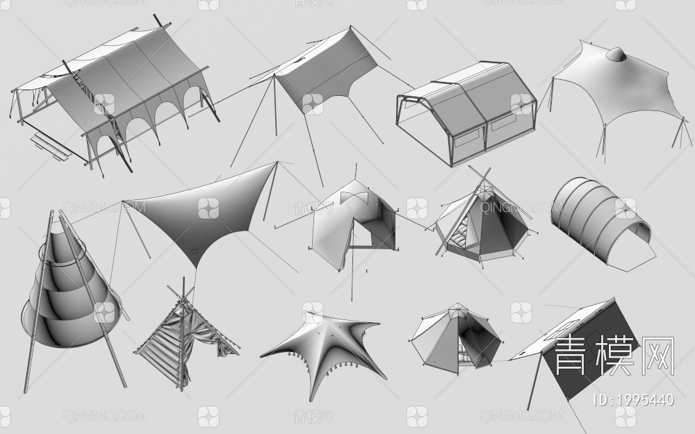 露营帐篷组合3D模型下载【ID:1995440】