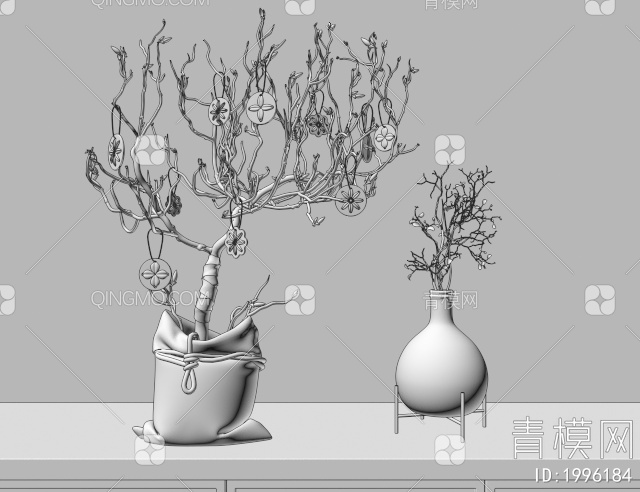 干枝盆栽3D模型下载【ID:1996184】