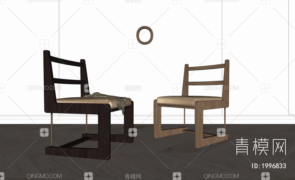 实木单椅SU模型下载【ID:1996833】