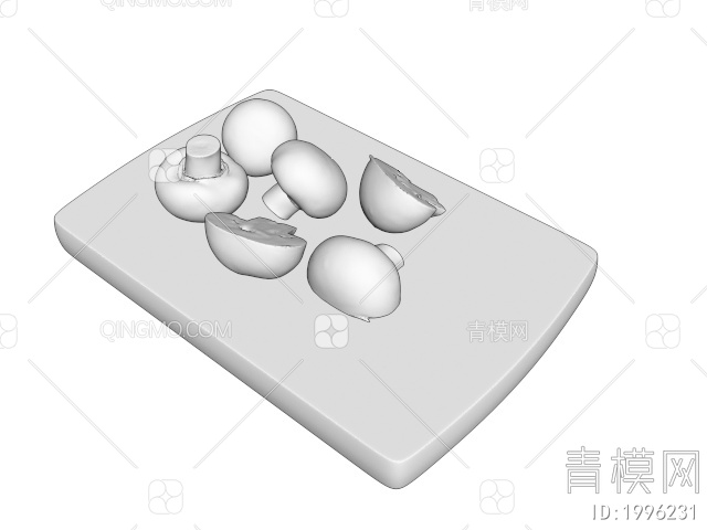 蔬菜 砧板 蘑菇3D模型下载【ID:1996231】