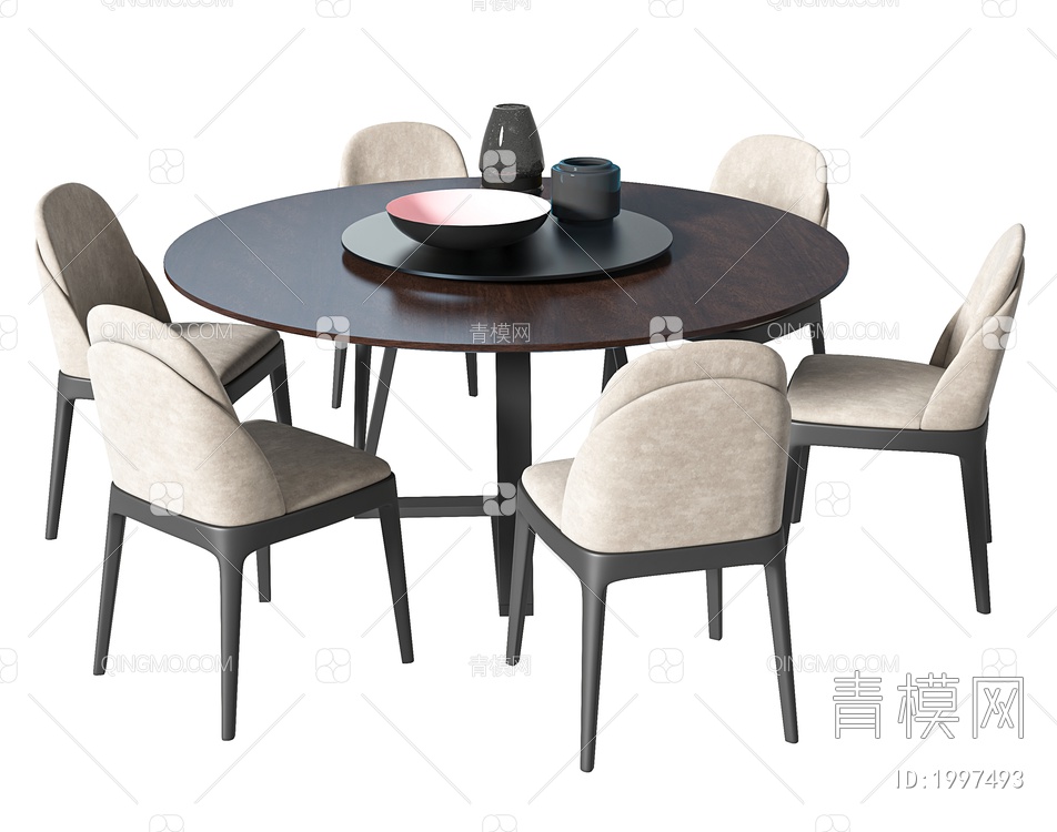 餐桌椅组合，餐桌餐椅，洽谈桌，洽谈椅，休闲桌，休闲椅，圆餐桌，书椅3D模型下载【ID:1997493】