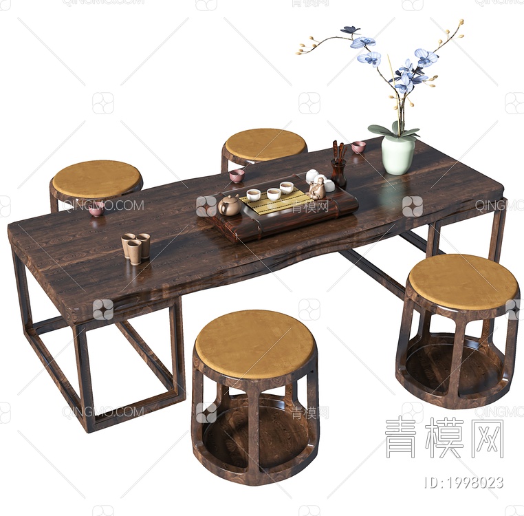 茶桌椅SU模型下载【ID:1998023】