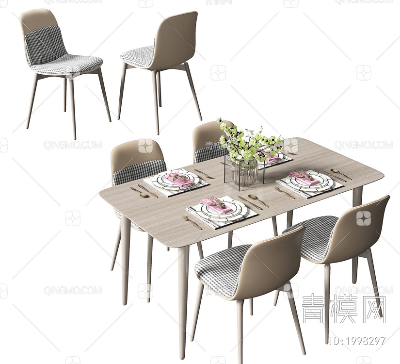 餐桌椅，餐桌，餐椅，洽谈桌，洽谈椅，休闲桌，休闲椅，书桌，办公桌3D模型下载【ID:1998297】
