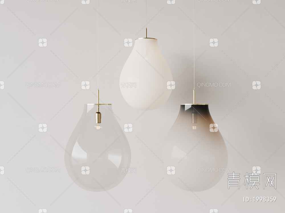玻璃 气球 吊灯3D模型下载【ID:1998359】