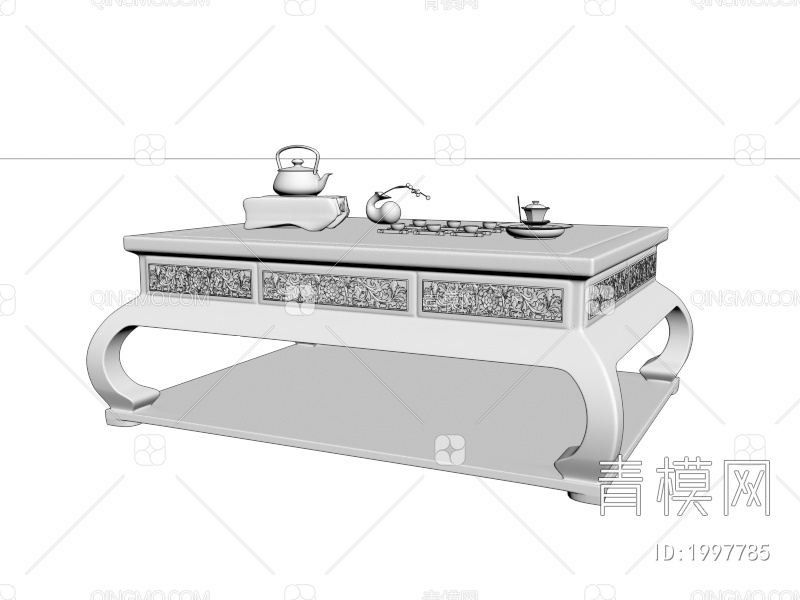 红木茶几3D模型下载【ID:1997785】