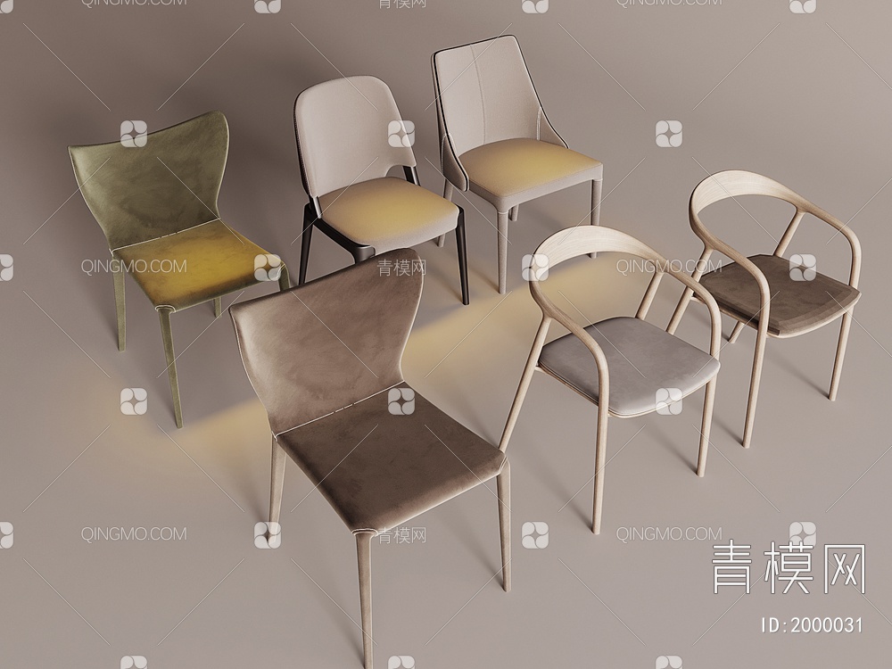 单椅组合 餐椅SU模型下载【ID:2000031】