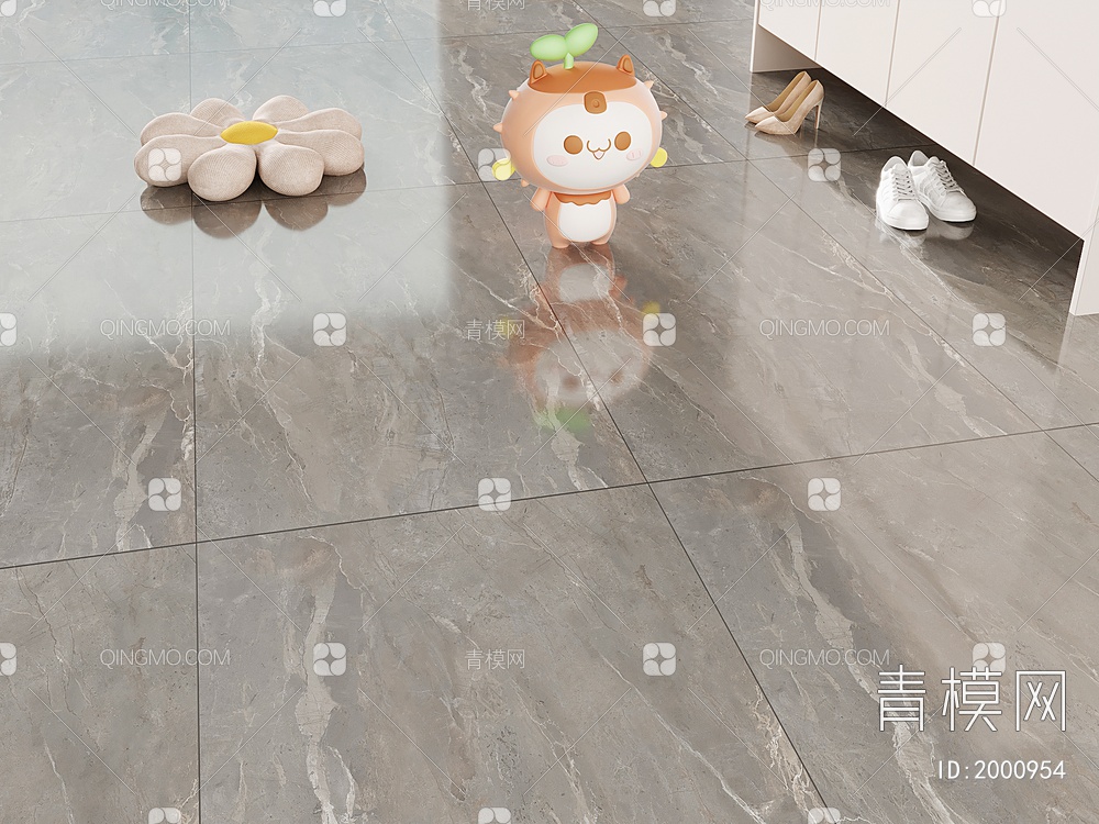 灰色大理石地砖 客厅灰色大理石瓷砖 长草颜团子3D模型下载【ID:2000954】