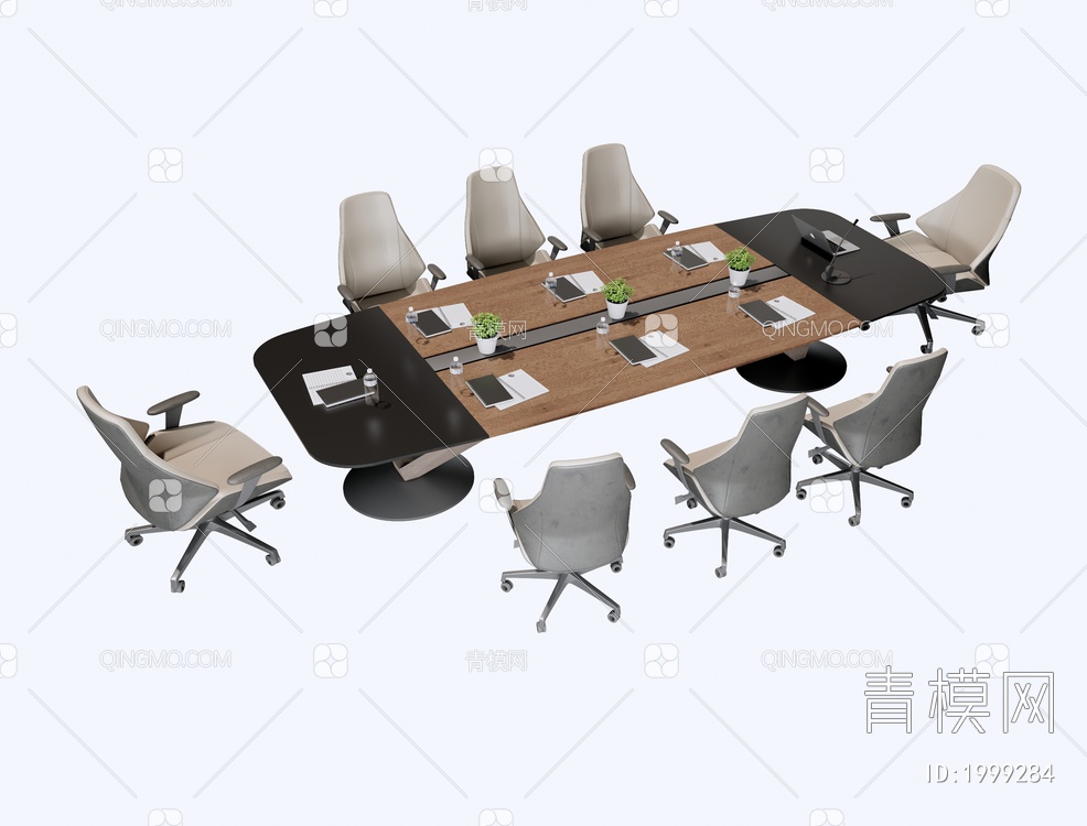 会议桌椅组合 办公椅SU模型下载【ID:1999284】