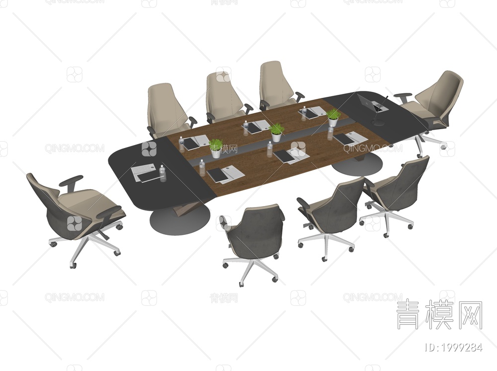 会议桌椅组合 办公椅SU模型下载【ID:1999284】