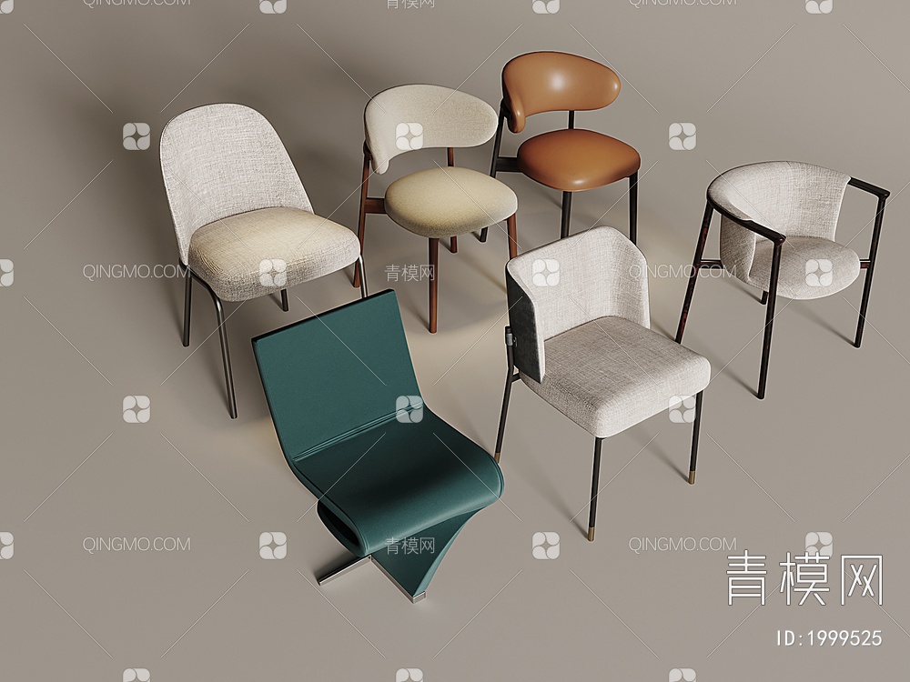 单椅组合 餐椅3D模型下载【ID:1999525】