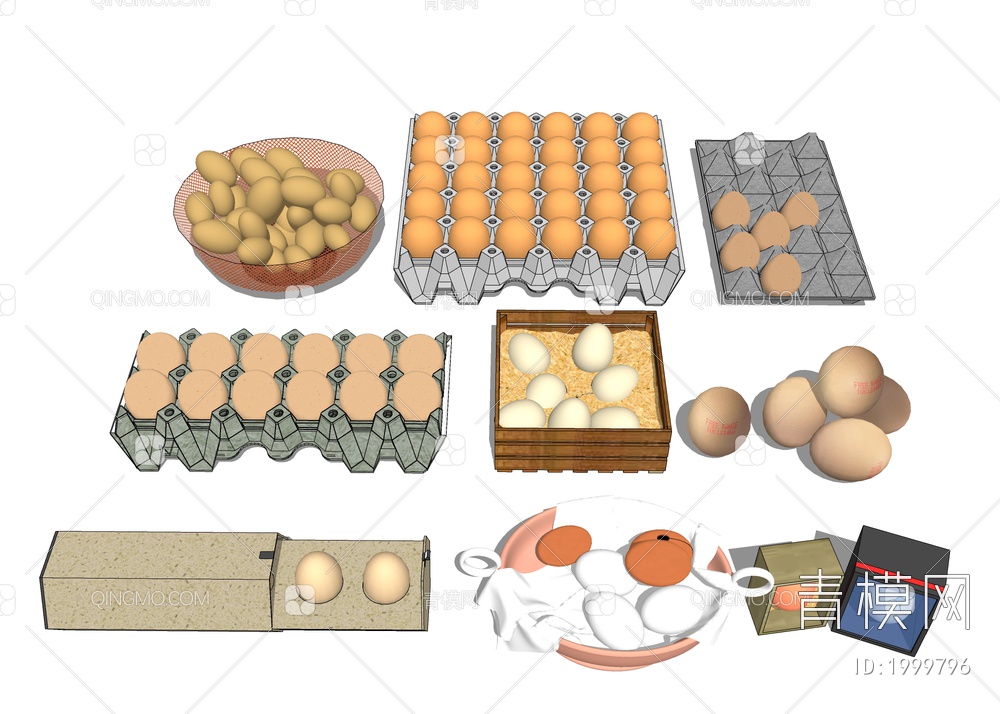 鸡蛋食物SU模型下载【ID:1999796】