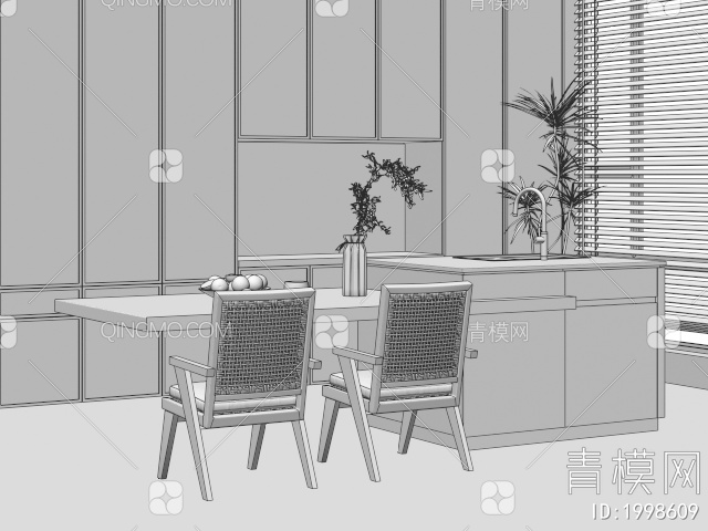 吧台吧椅组合3D模型下载【ID:1998609】