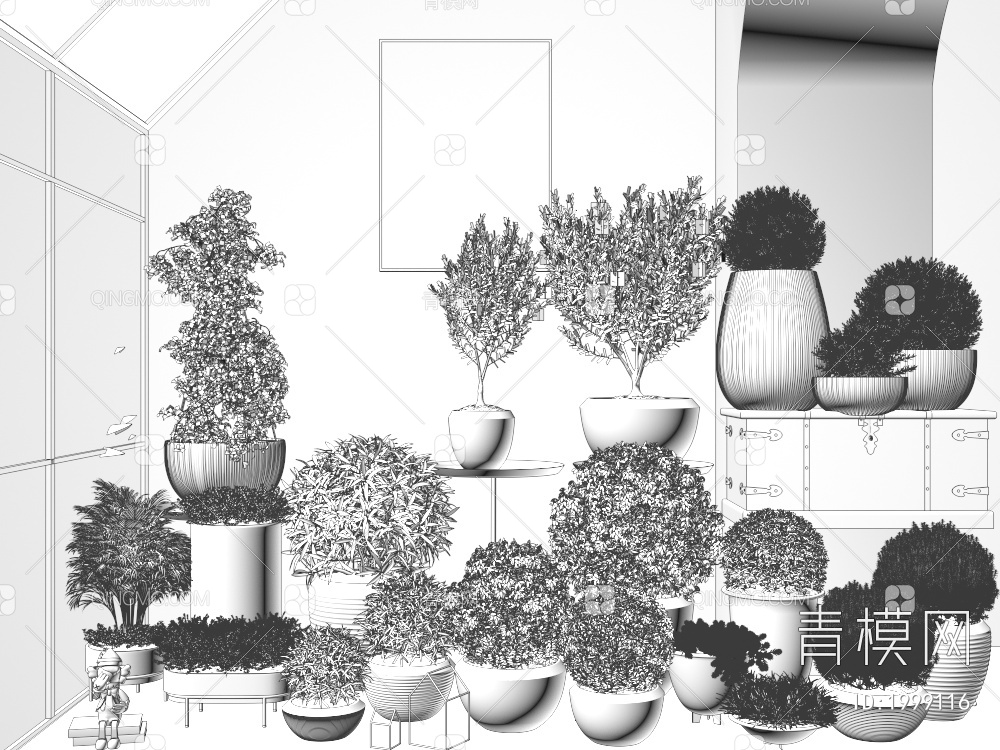绿植盆栽3D模型下载【ID:1999116】