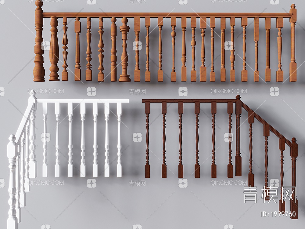 宝瓶栏杆  扶手 楼梯栏杆3D模型下载【ID:1999760】