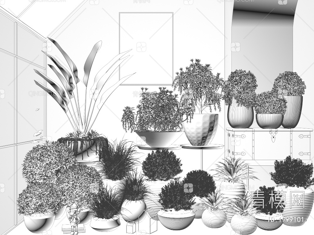 绿植盆栽3D模型下载【ID:1999101】
