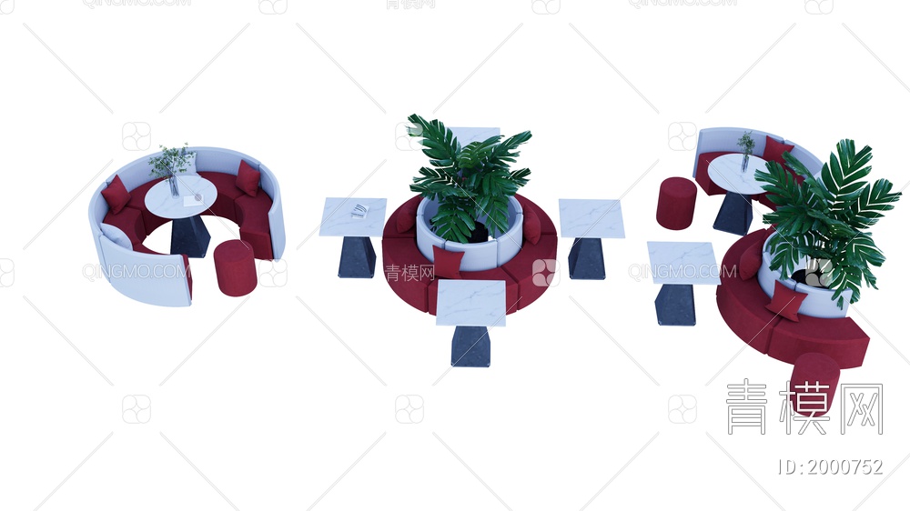 红色系休闲沙发SU模型下载【ID:2000752】