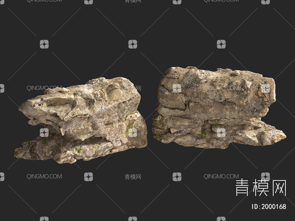 城墙 围墙 岩石 石头 石块3D模型下载【ID:2000168】