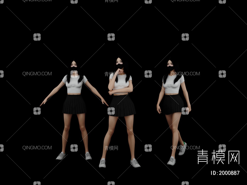 行走的口罩女神3D模型下载【ID:2000887】