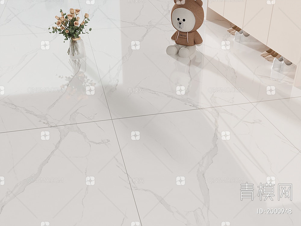 白色大理石地砖 客厅亮白大理石瓷砖3D模型下载【ID:2000948】