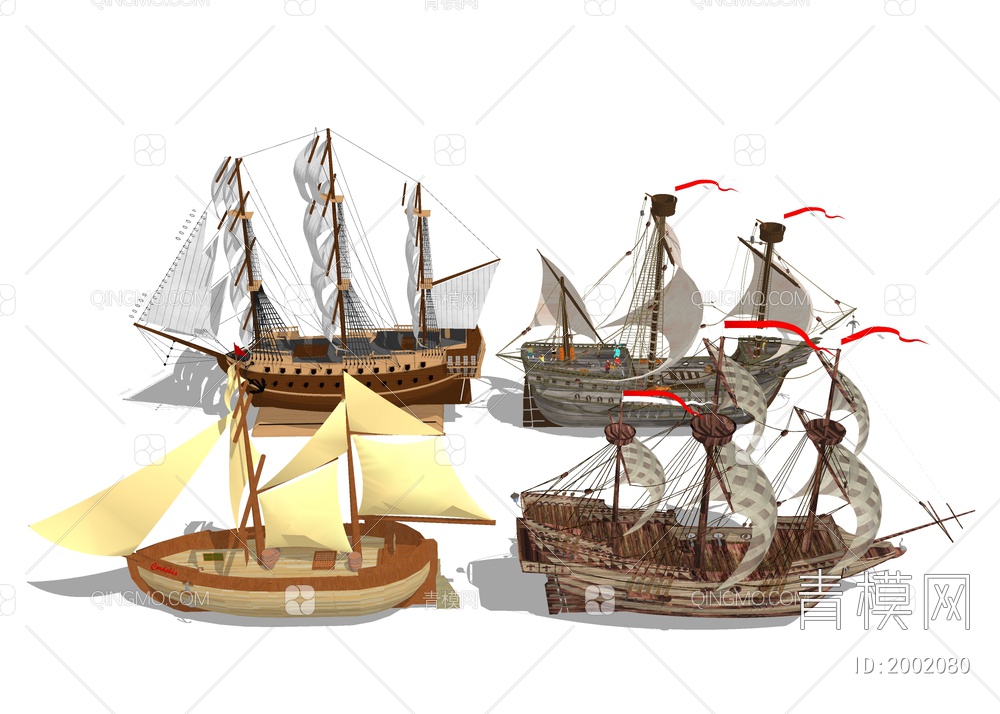 帆船 船桨SU模型下载【ID:2002080】