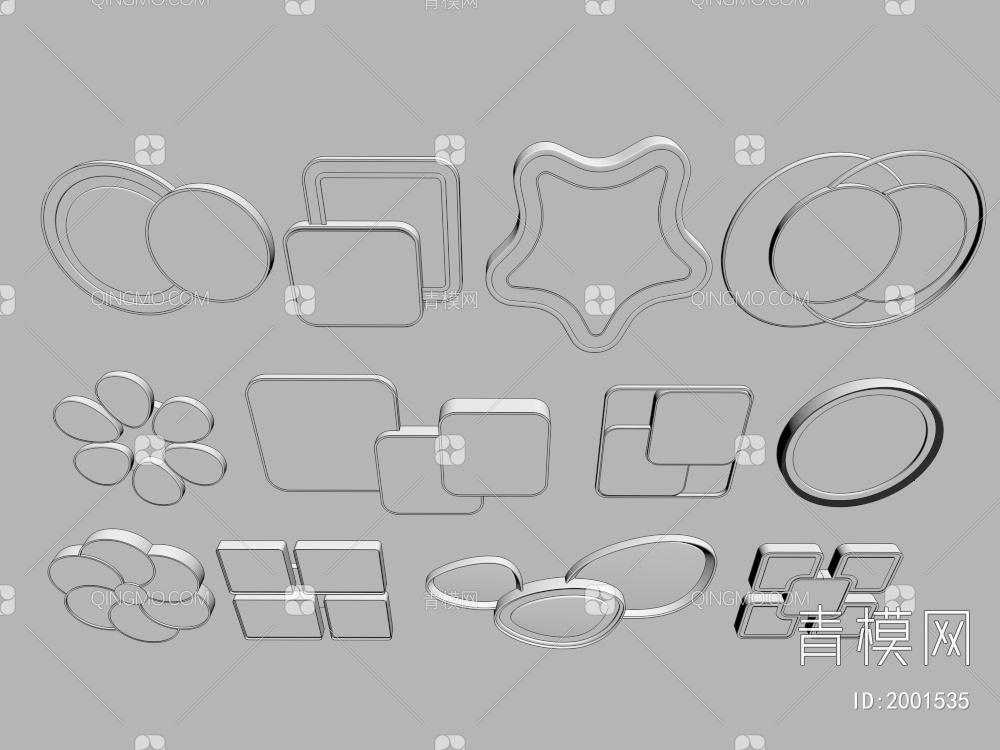 吸顶灯  方形吸顶灯 圆形吸顶灯 几何形 超薄  卧室 客厅3D模型下载【ID:2001535】