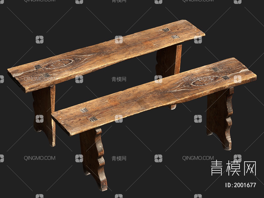 凳子 木质长凳 板凳3D模型下载【ID:2001677】