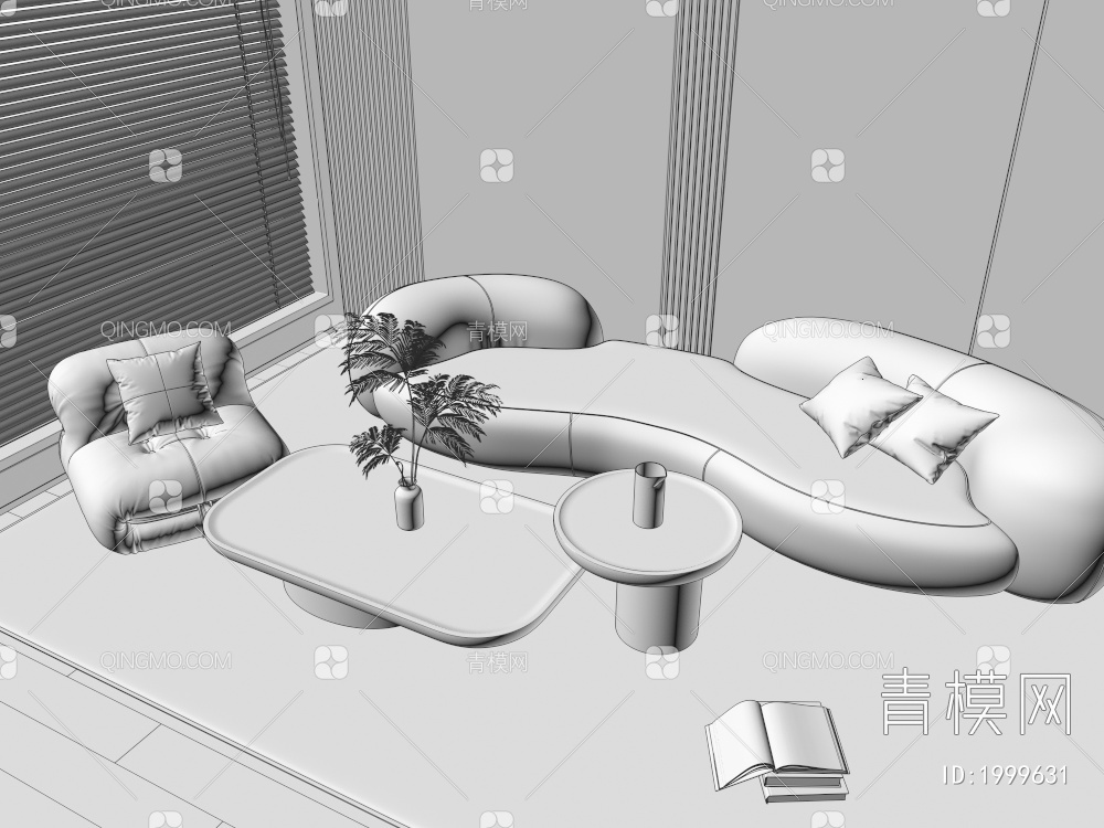 沙发茶几组合3D模型下载【ID:1999631】