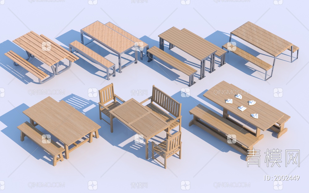 户外休闲桌椅组合3D模型下载【ID:2002449】