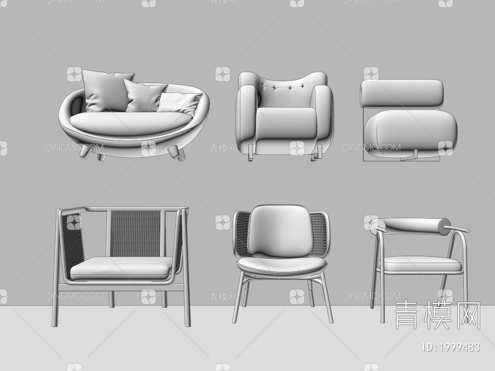单人沙发 懒人沙发 椅3D模型下载【ID:1999483】