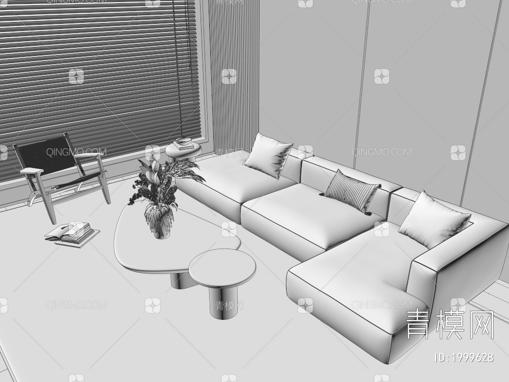 沙发茶几组合3D模型下载【ID:1999628】