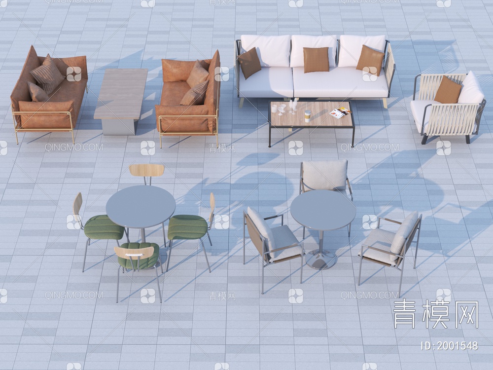 沙发组合 休闲桌椅3D模型下载【ID:2001548】