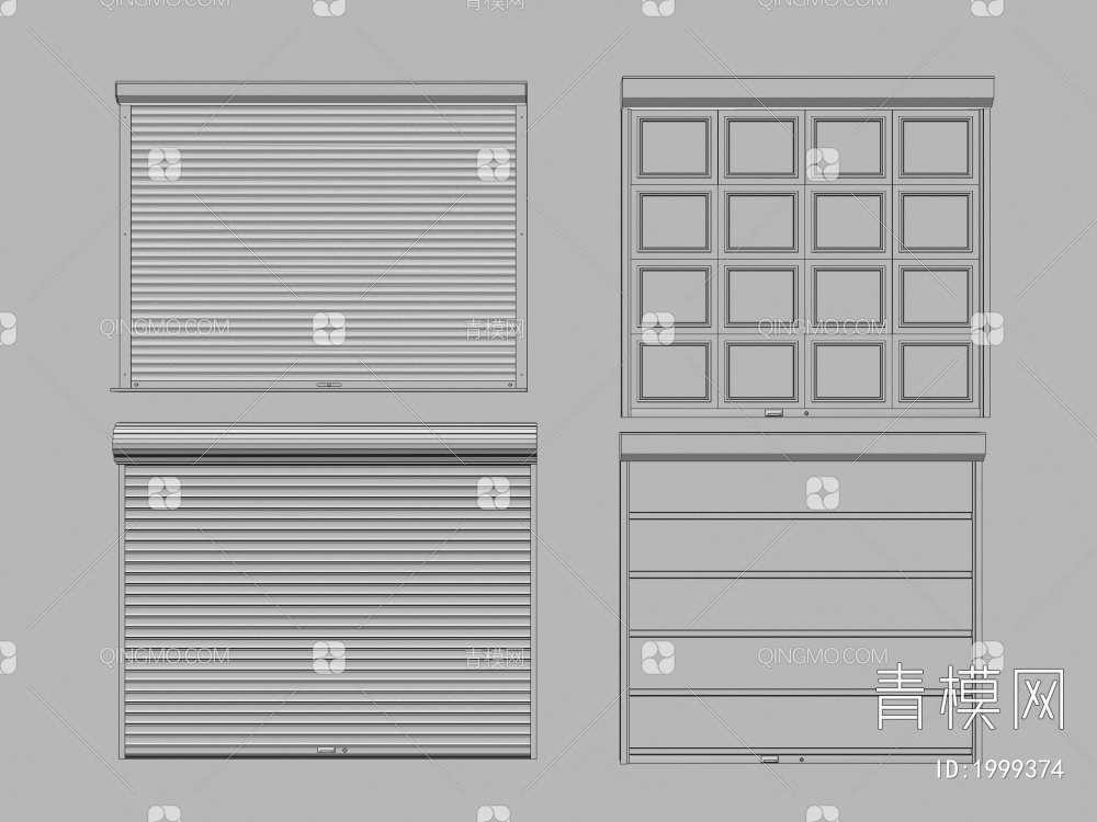 车库门，卷闸门，厂库门3D模型下载【ID:1999374】