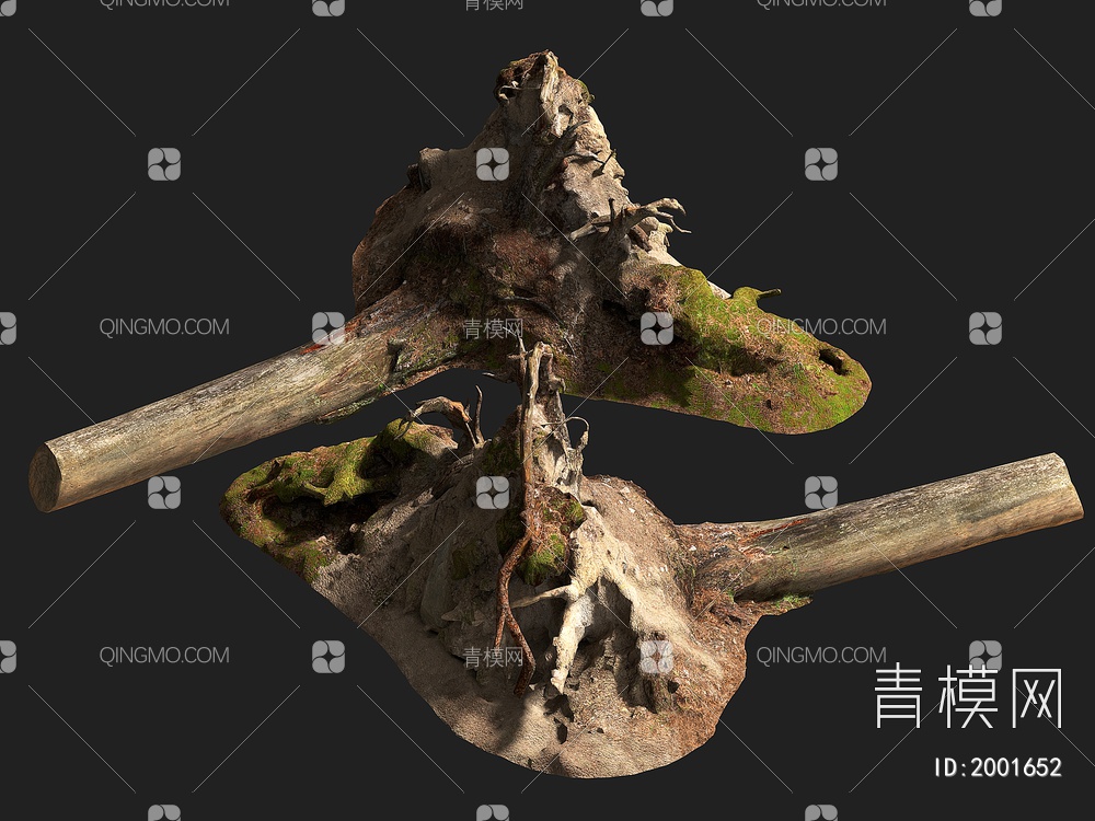 木头 树根 树桩 树干3D模型下载【ID:2001652】