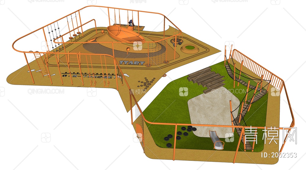 户外儿童游乐区SU模型下载【ID:2002353】