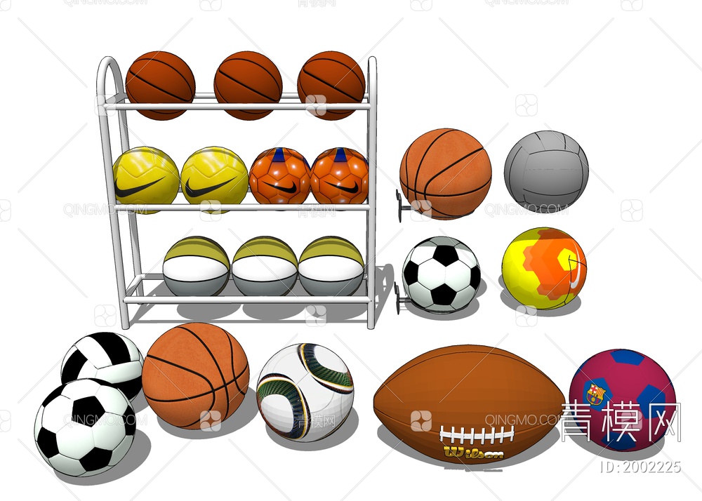 棒球足球 篮球运动SU模型下载【ID:2002225】