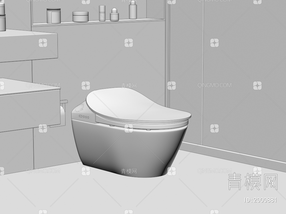 马桶 智能马桶 坐便器 浴室置物架壁龛 淋浴房3D模型下载【ID:2000881】