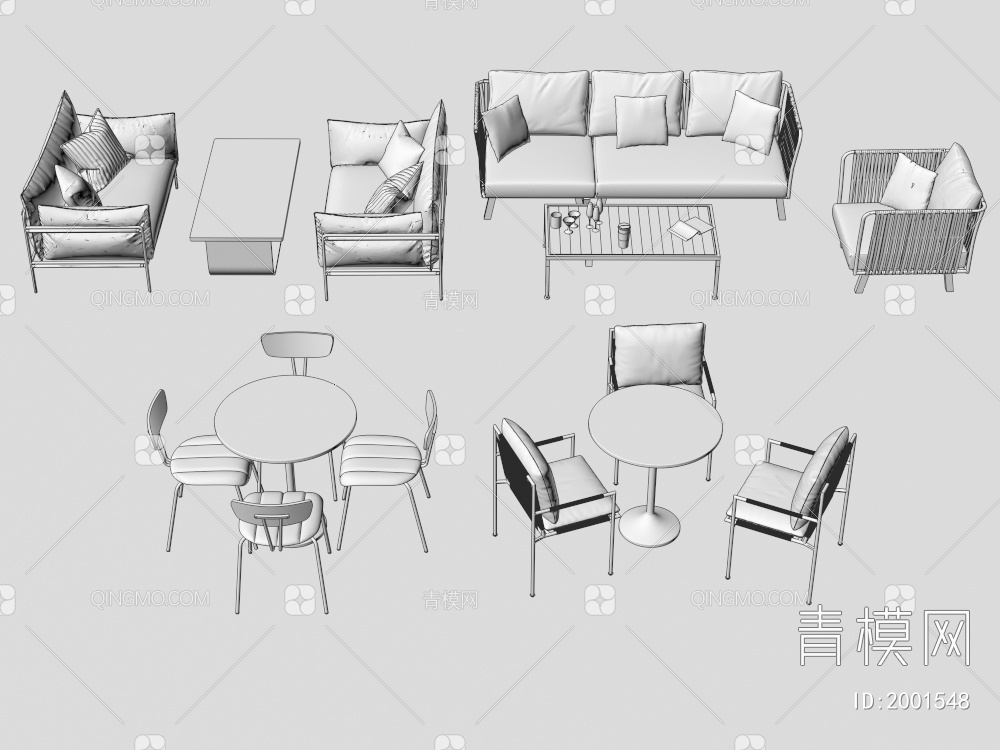 沙发组合 休闲桌椅3D模型下载【ID:2001548】