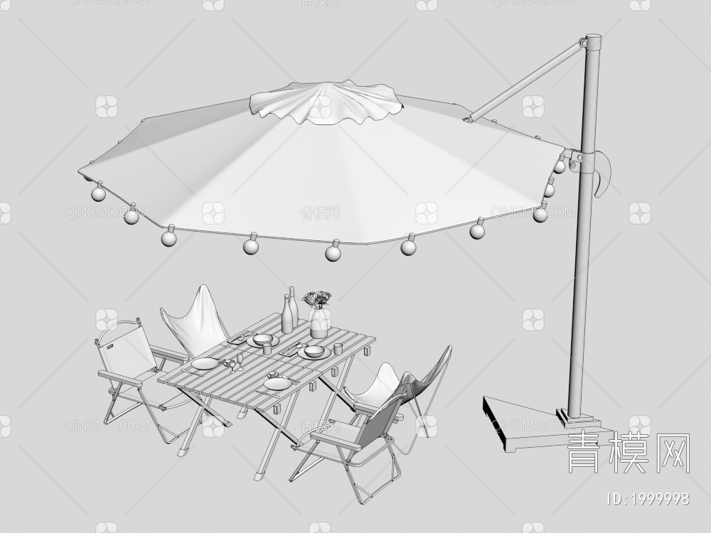 休闲座椅和阳伞3D模型下载【ID:1999998】