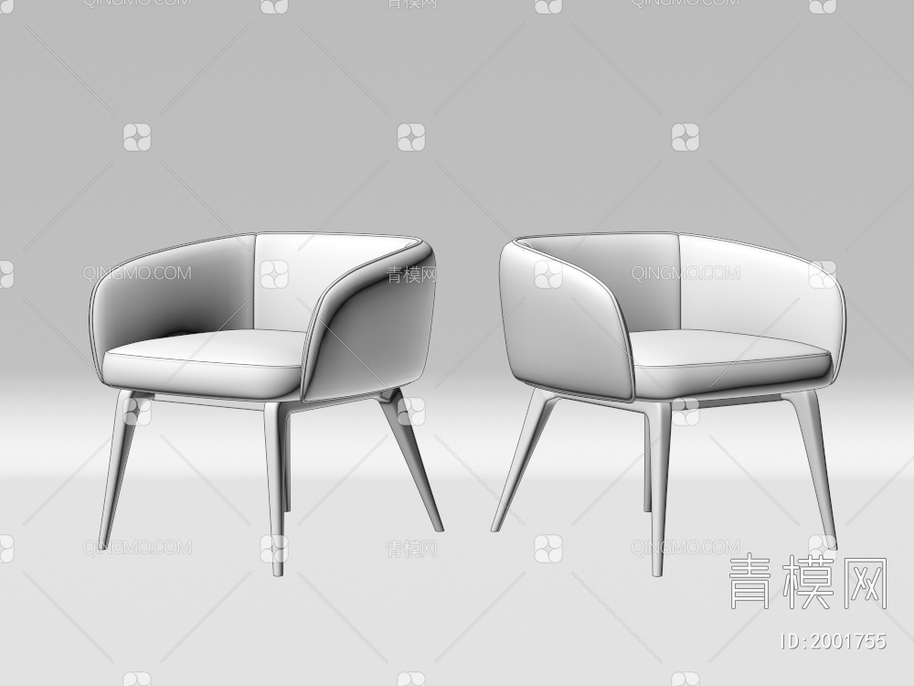 椅 布艺椅 休闲椅 餐椅3D模型下载【ID:2001755】