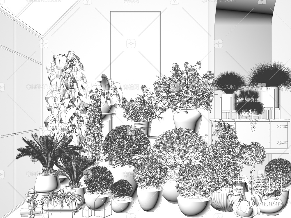 绿植盆栽3D模型下载【ID:2000602】