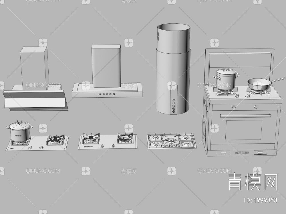 烟机灶具，集成灶3D模型下载【ID:1999353】