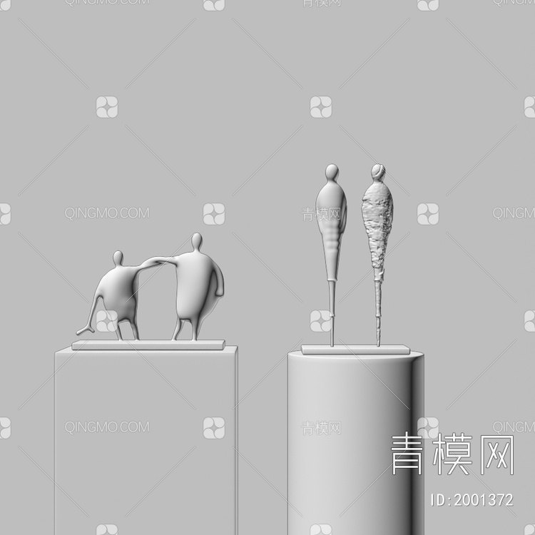 抽象雕塑人物摆件3D模型下载【ID:2001372】