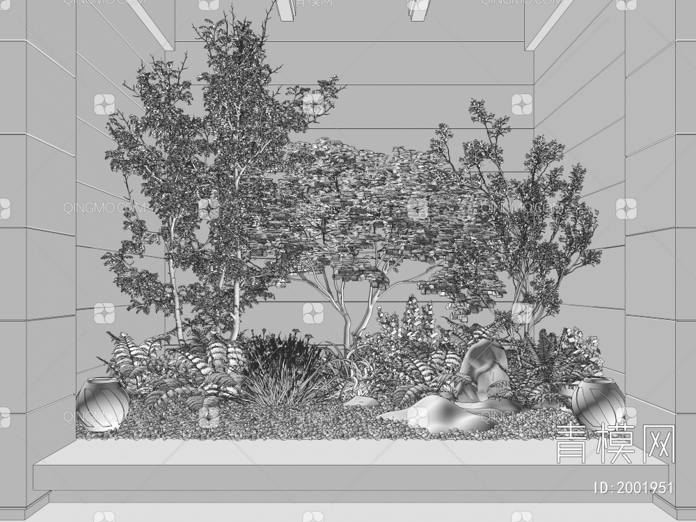 室内植物造景 植物堆3D模型下载【ID:2001951】