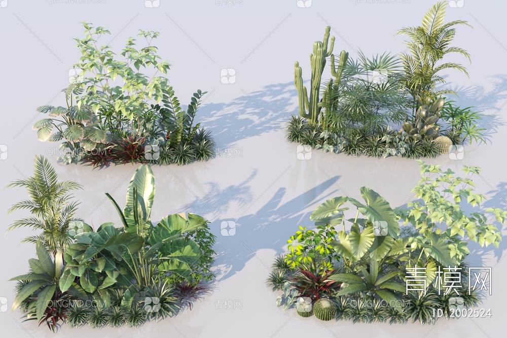 植物组团_植物组合_庭院植物3D模型下载【ID:2002524】
