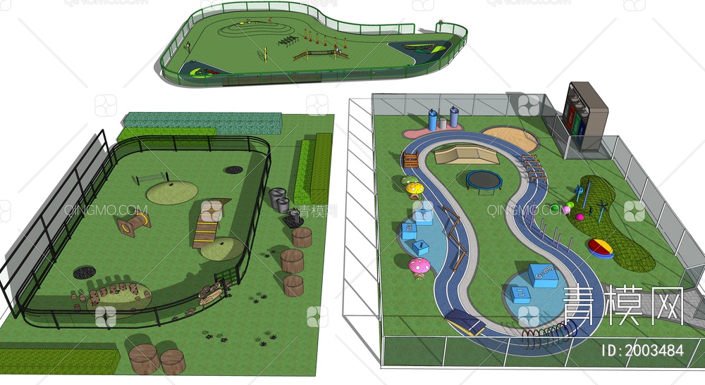 宠物天地乐园遛狗活动场地SU模型下载【ID:2003484】