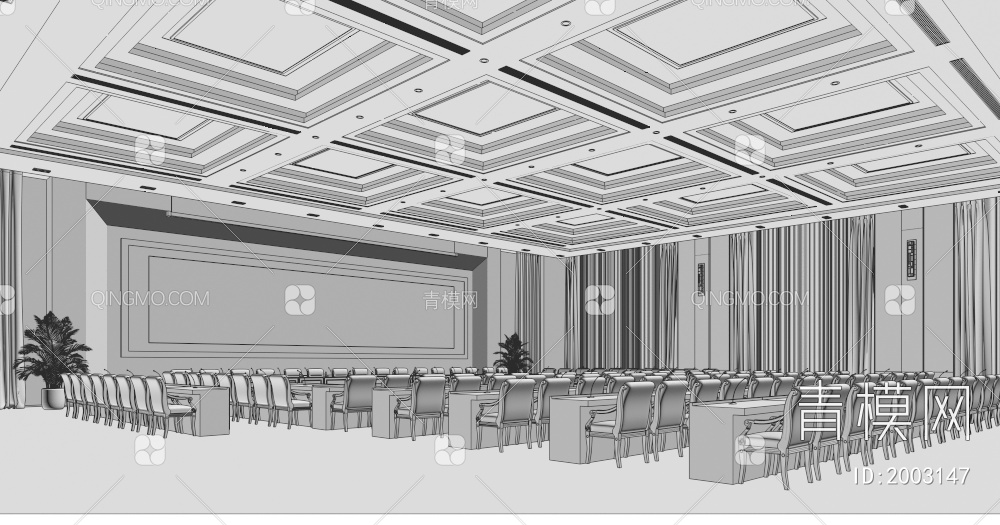 报告厅 会议室3D模型下载【ID:2003147】