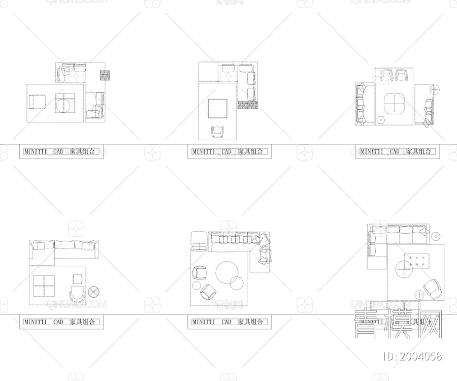 192套沙发CAD图块组合【ID:2004058】