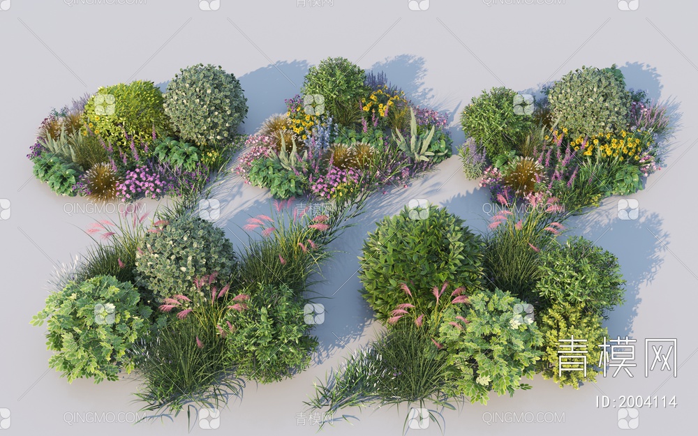 植物组合_花卉组团_景观花草3D模型下载【ID:2004114】